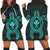 Hawaiian Turtle Kanaka Polynesian Hoodie Dress - Turquoise - AH Black - Polynesian Pride