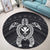 Hawaiian Turtle Kanaka Polynesian Round Carpet - White - AH - Polynesian Pride