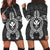 Hawaiian Turtle Kanaka Polynesian Hoodie Dress - White - AH Black - Polynesian Pride