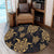 Hawaiian Turtle Pattern Golden Round Carpet - AH - Polynesian Pride