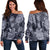 Hawaiian Turtle Pattern Wonderfull Women's Off Shoulder Sweater - AH Black - Polynesian Pride