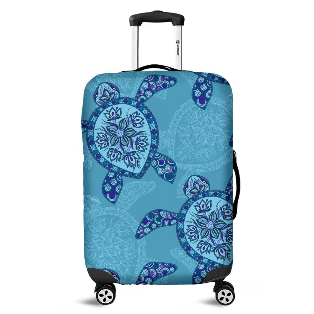 Hawaiian Turtle Plumeria Luggage Covers - AH Black - Polynesian Pride