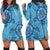 Hawaiian Turtle Plumeria Hoodie Dress - AH Black - Polynesian Pride