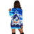 Hawaiian Turtle Plumeria Coconut Tree Polynesian Hoodie Dress Blue - AH - Polynesian Pride