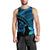 Hawaiian Turtle Plumeria Kakau Polynesian Quilt Tank Top Blue AH Black - Polynesian Pride