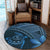 Hawaiian Turtle Plumeria Kakau Polynesian Quilt Round Carpet Neo Blue AH - Polynesian Pride