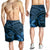 Hawaiian Turtle Plumeria Kakau Polynesian Quilt Men's Shorts Neo Blue AH - Polynesian Pride