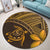 Hawaiian Turtle Plumeria Kakau Polynesian Quilt Round Carpet Neo Brown AH - Polynesian Pride