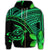 Hawaiian Turtle Plumeria Kakau Polynesian Quilt Zip Hoodie Neo Green - Polynesian Pride