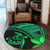 Hawaiian Turtle Plumeria Kakau Polynesian Quilt Round Carpet Neo Green AH - Polynesian Pride