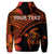 Custom Hawaiian Turtle Plumeria Kakau Polynesian Quilt Hoodie Neo Orange - Polynesian Pride