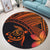 Hawaiian Turtle Plumeria Kakau Polynesian Quilt Round Carpet Neo Orange AH - Polynesian Pride