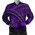 Hawaiian Turtle Plumeria Kakau Polynesian Quilt Bomber Jacket Neo Purple AH Black Unisex - Polynesian Pride