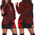 Hawaiian Turtle Plumeria Kakau Polynesian Quilt Hoodie Dress Neo Red AH Black - Polynesian Pride