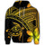 Hawaiian Turtle Plumeria Kakau Polynesian Quilt Zip Hoodie Neo Yellow - Polynesian Pride