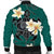 Hawaiian Turtle Plumeria Polynesian Bomber Jacket Mint - AH - Polynesian Pride