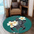 Hawaiian Turtle Plumeria Polynesian Round Carpet Mint - AH - Polynesian Pride