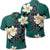 Hawaiian Turtle Plumeria Polynesian Polo Shirt Mint AH Unisex Black - Polynesian Pride