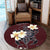 Hawaiian Turtle Plumeria Polynesian Round Carpet Red - AH - Polynesian Pride