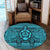 Hawaiian Turtle Polynesian Tribal Round Carpet Blue AH - Polynesian Pride