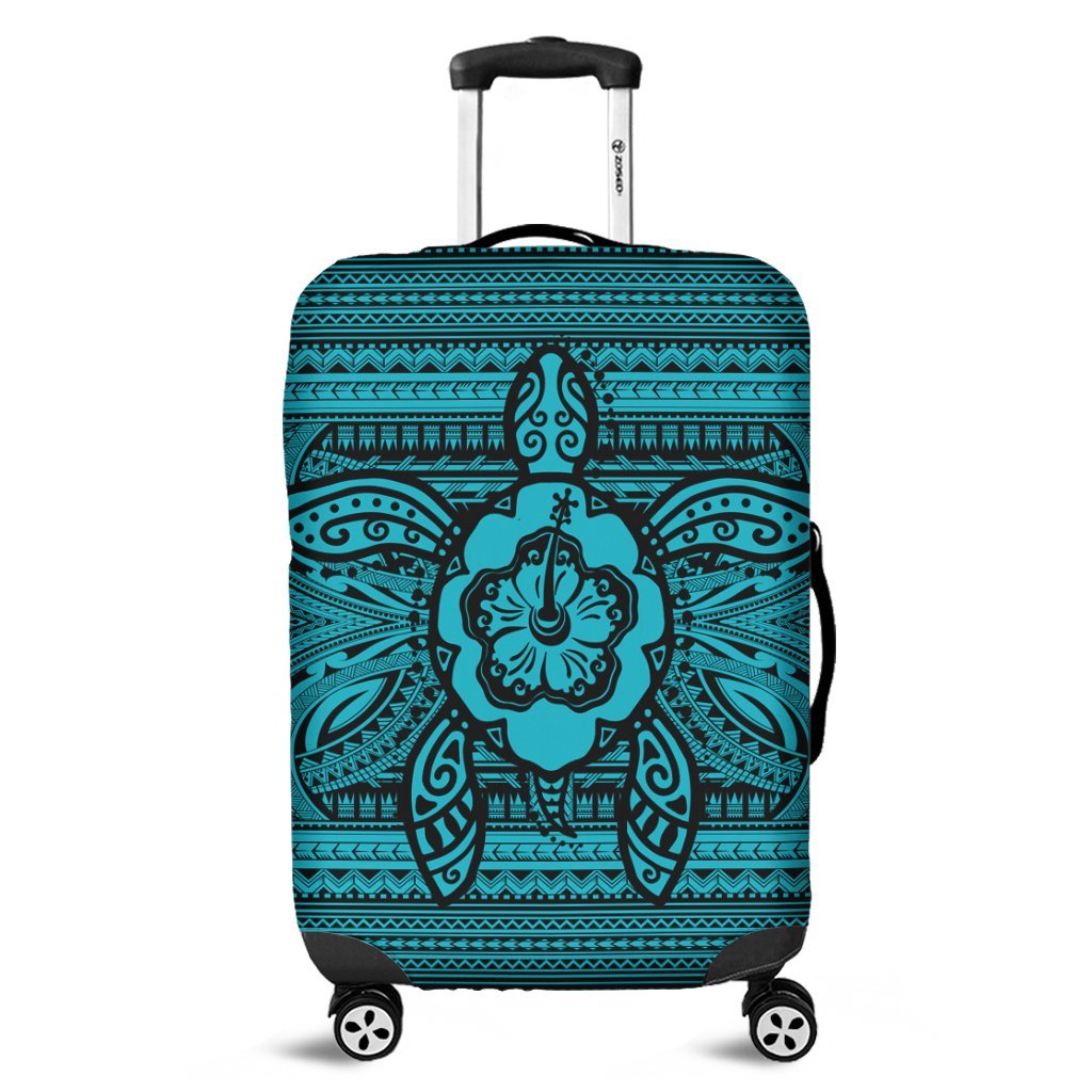 Hawaiian Turtle Polynesian Tribal Luggage Covers Blue AH Black - Polynesian Pride