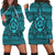 Hawaiian Turtle Polyensian Tribal Hoodie Dress Blue AH Black - Polynesian Pride