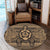 Hawaiian Turtle Polynesian Tribal Round Carpet Gold AH - Polynesian Pride