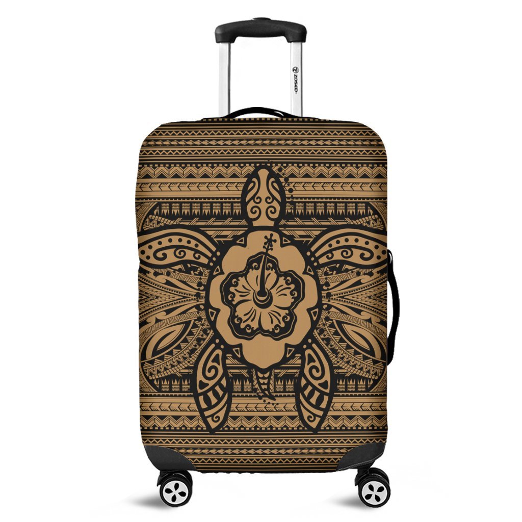 Hawaiian Turtle Polynesian Tribal Luggage Covers Gold AH Black - Polynesian Pride