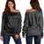 Hawaiian Turtle Polynesian Tribal Women's Off Shoulder Sweater Gray AH Black - Polynesian Pride