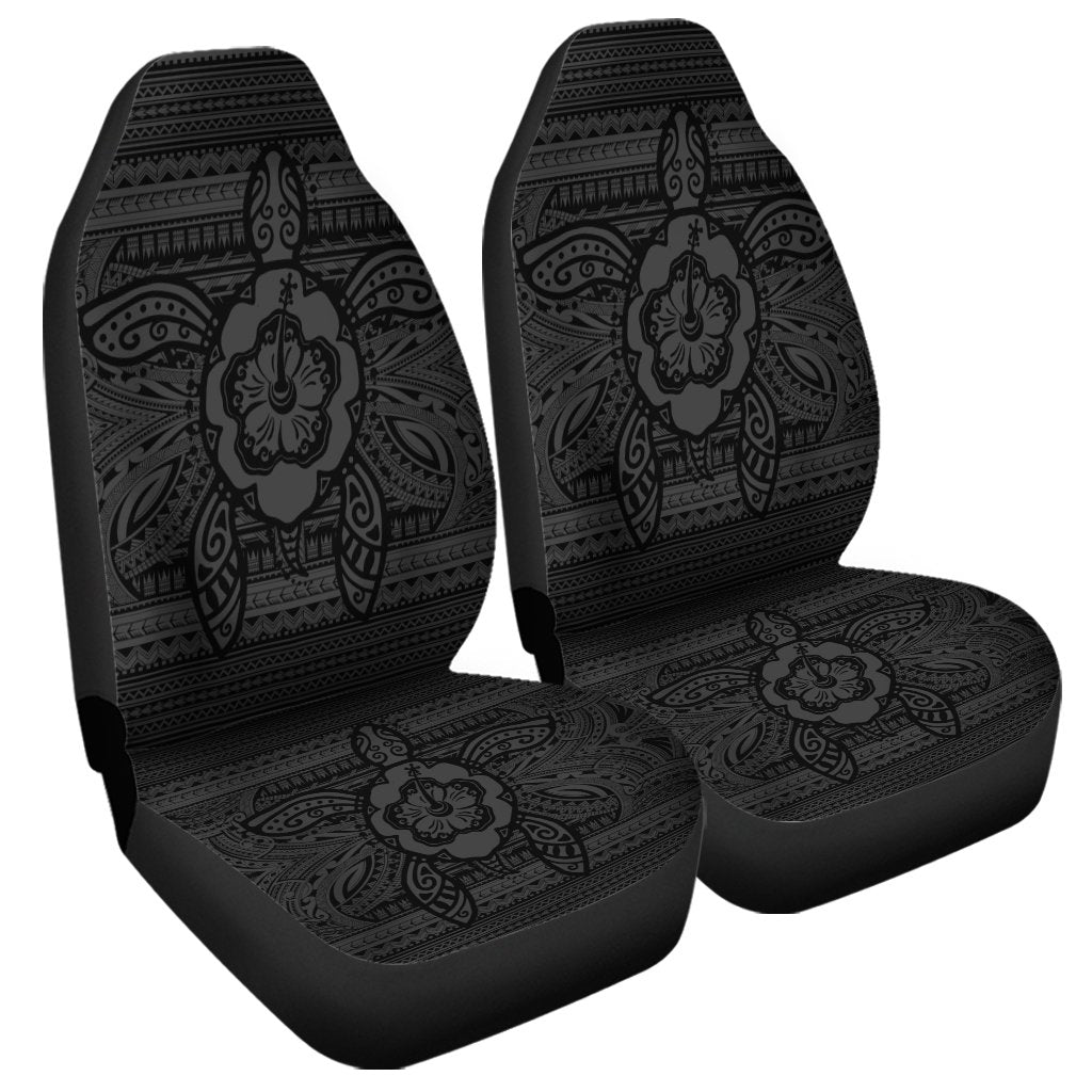 Hawaiian Turtle Polynesian Tribal Car Seat Covers Gray AH Universal Fit Black - Polynesian Pride