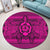 Hawaiian Turtle Polynesian Tribal Round Carpet Pink AH - Polynesian Pride