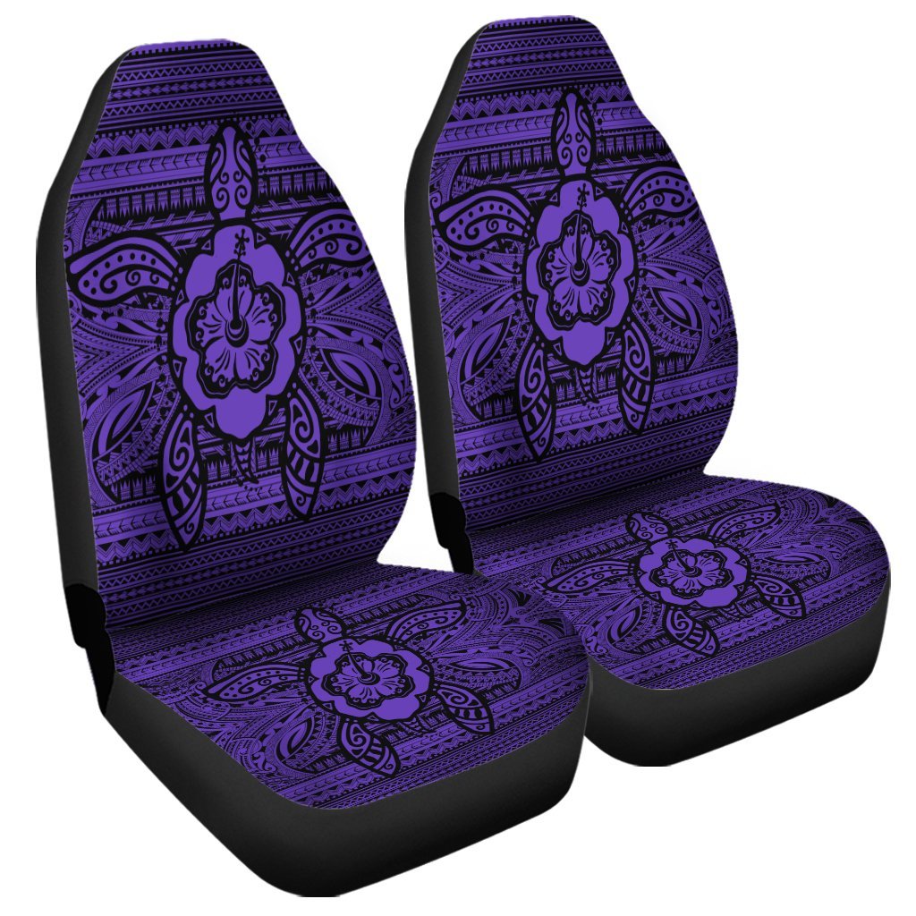 Hawaiian Turtle Polynesian Tribal Car Seat Covers Purple AH Universal Fit Black - Polynesian Pride