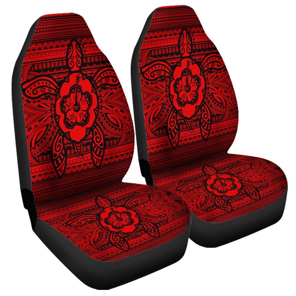 Hawaiian Turtle Polynesian Tribal Car Seat Covers Red AH Universal Fit Black - Polynesian Pride