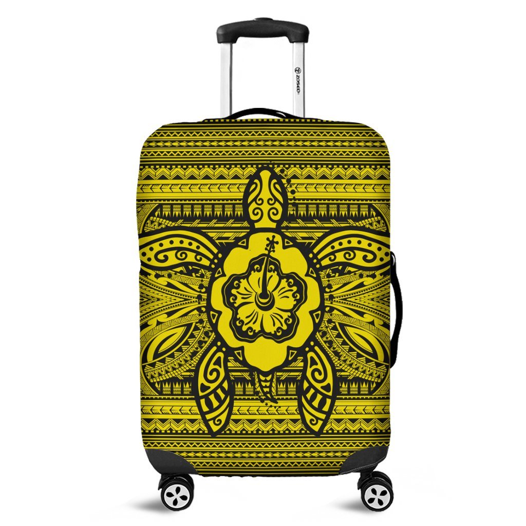 Hawaiian Turtle Polynesian Tribal Luggage Covers Yellow AH Black - Polynesian Pride