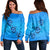 Hawaiian Turtle Swim In The OCean With Hibiscus Polynesian Women's Off Shoulder Sweater - AH Black - Polynesian Pride