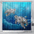 Hawaiian Turtle Swim With Fish In The Ocean Polynesian Shower Curtain - AH 177 x 172 (cm) Black - Polynesian Pride