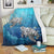 Hawaiian Turtle Swim With Fish In The Ocean Polynesian Premium Blankets - AH White - Polynesian Pride