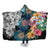 Hawaiian Turtle Swimming Wave Plumeria Hibiscus Polynesian Hooded Blanket - Garden Style - AH Hooded Blanket White - Polynesian Pride