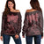 Hawaiian Turtles Hibiscus Plumeria Polynesian Women's Off Shoulder Sweater - Pink - AH Black - Polynesian Pride