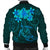 Hawaiian Turtles Hibiscus Plumeria Polynesian Bomber Jacket - Turquoise - AH - Polynesian Pride