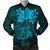 Hawaiian Turtles Hibiscus Plumeria Polynesian Bomber Jacket - Turquoise - AH Black Unisex - Polynesian Pride