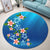 Hawaiian Tuttle And Plumeria Flower In The Sea Polynesian Round Carpet - AH - Polynesian Pride