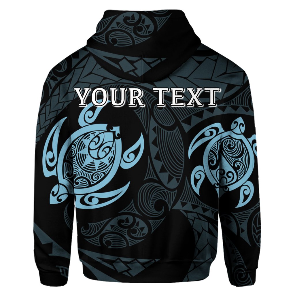 Custom Hawaiian Two Turtle Polynesian Hoodie Pastel Blue - Polynesian Pride