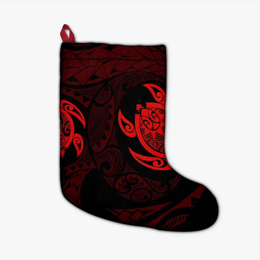 Hawaiian Two Turtle Polynesian Christmas Stocking Red AH Christmas Stocking 26 X 42 cm Black - Polynesian Pride