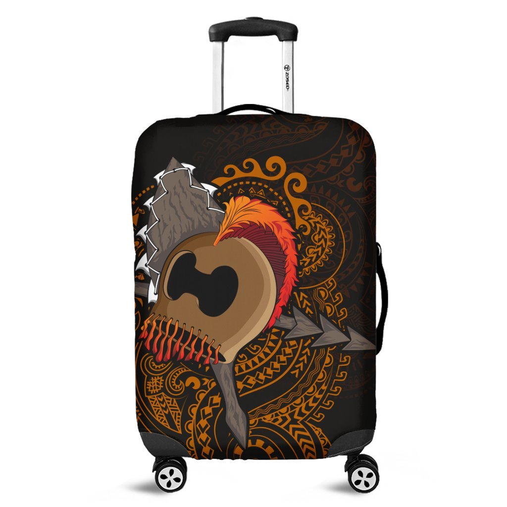 Hawaiian Warrior Helmet Kanaka Polynesian Luggage Covers - AH Black - Polynesian Pride