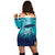 Hawaiian Whale And Turtle In Sunset Polynesian Hoodie Dress - AH - Polynesian Pride