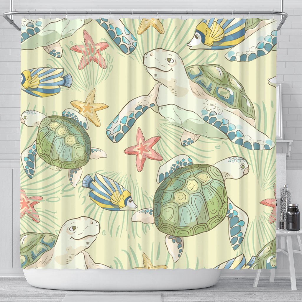 Hawaiian World Animals In Sea Shower Curtain - AH 177 x 172 (cm) Black - Polynesian Pride