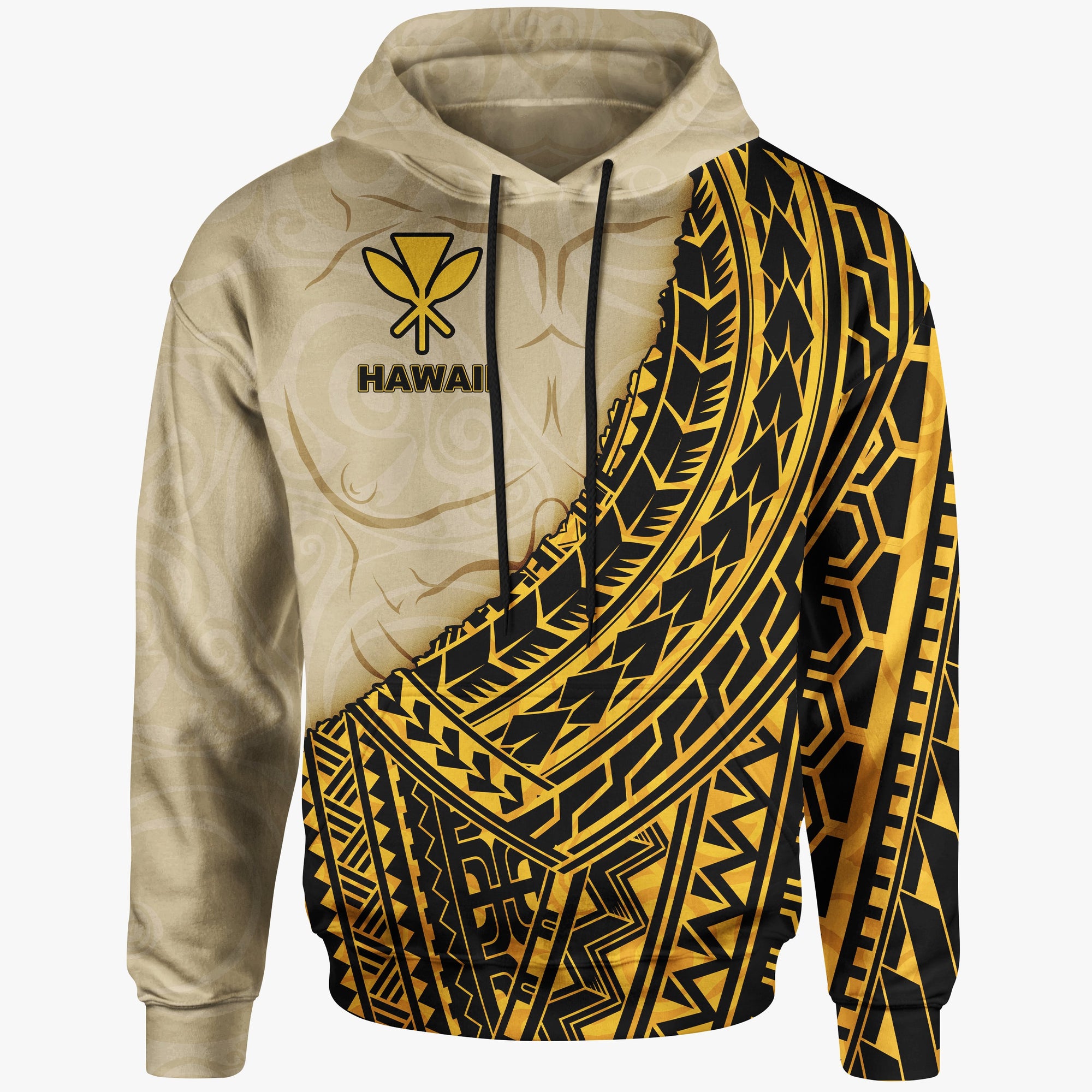 Hawaii Hoodie Polynesian Wild Style Unisex Gold - Polynesian Pride