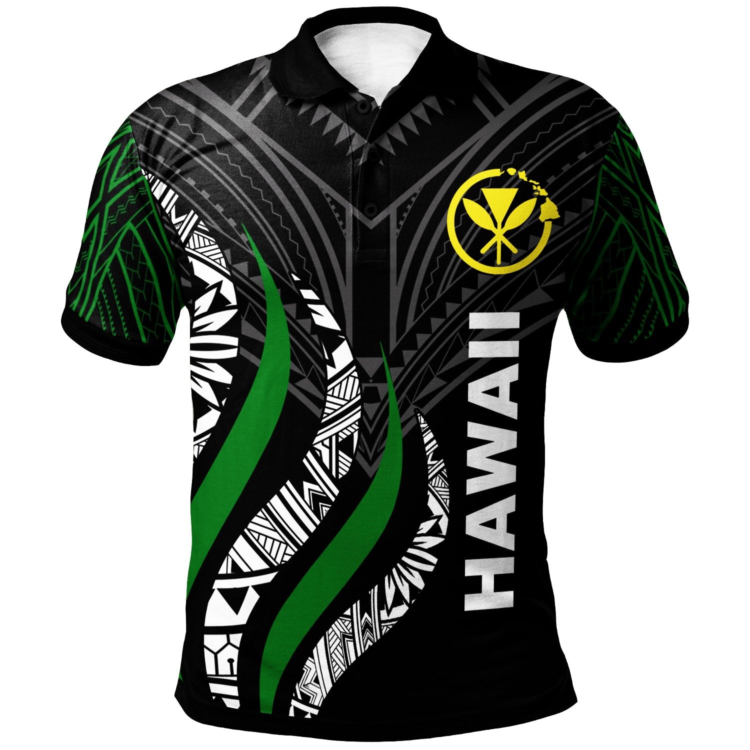 Hawaii Polo Shirt Hawaii Strong Fire Pattern Unisex Black - Polynesian Pride