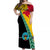 PNG Hibiscus Tribal Pattern Off Shoulder Long Dress - Hela Province LT7 Long Dress Art - Polynesian Pride